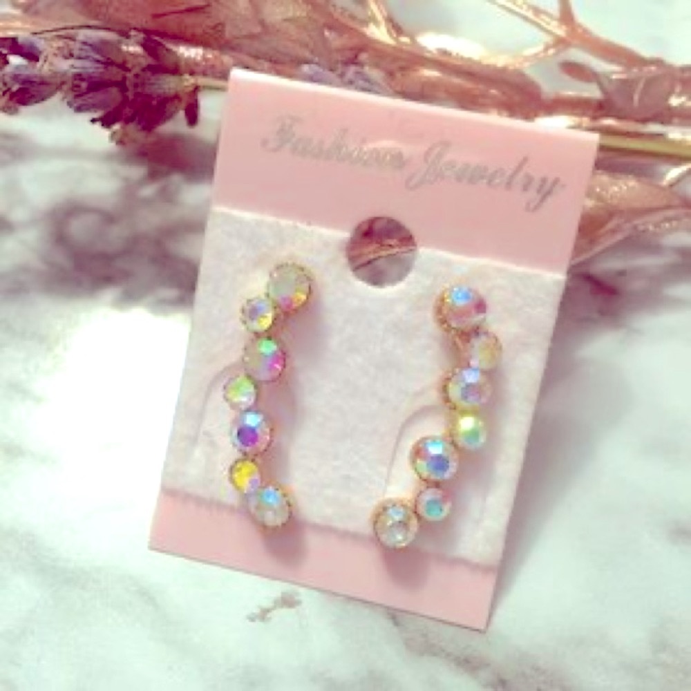 Iridescent Studded Gold Earrings